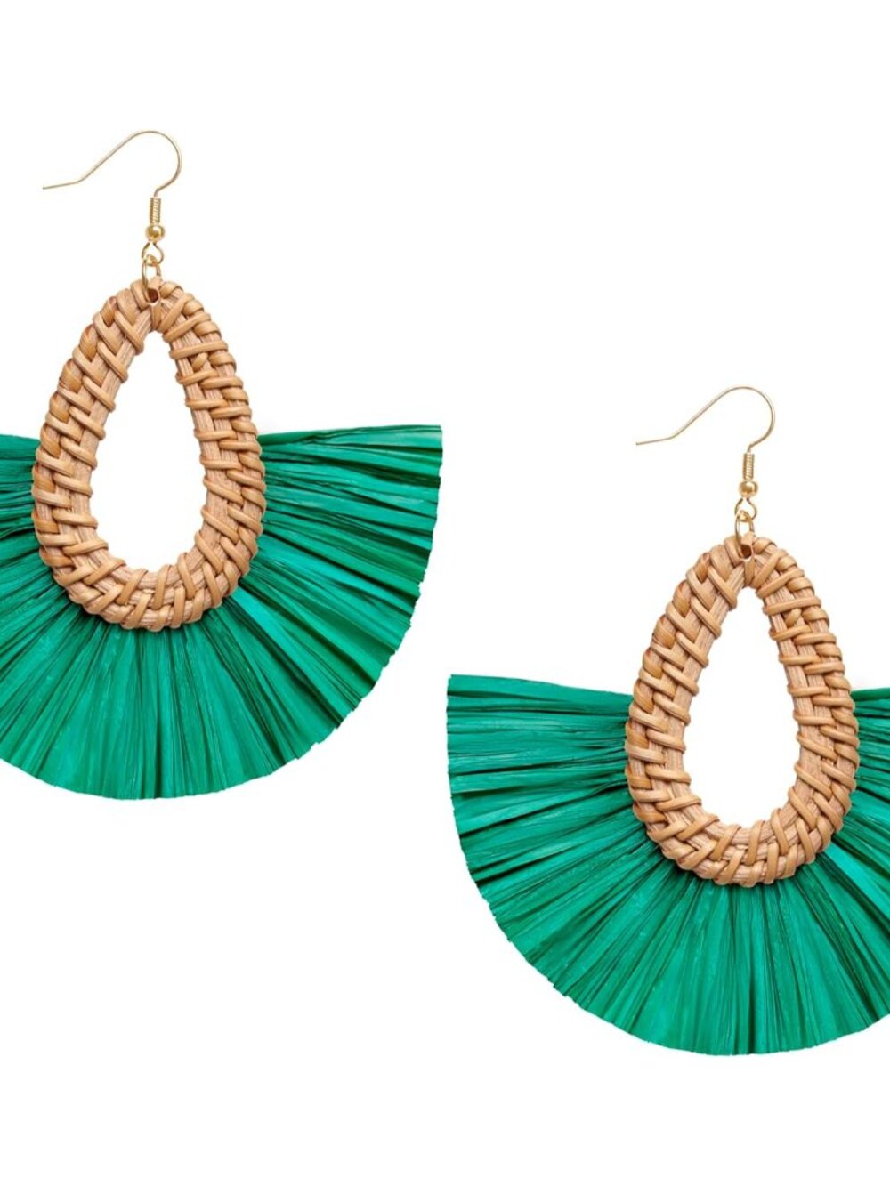 Statement Raffia Tassel Earrings Boho Summer Beach Earrings Lightweight Straw Wi
